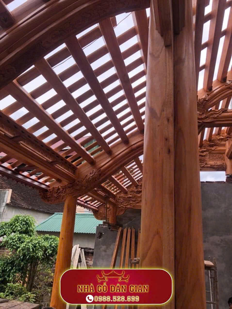thi công nhà gỗ 3 gian cho đình, chùa tại Phú Thọ